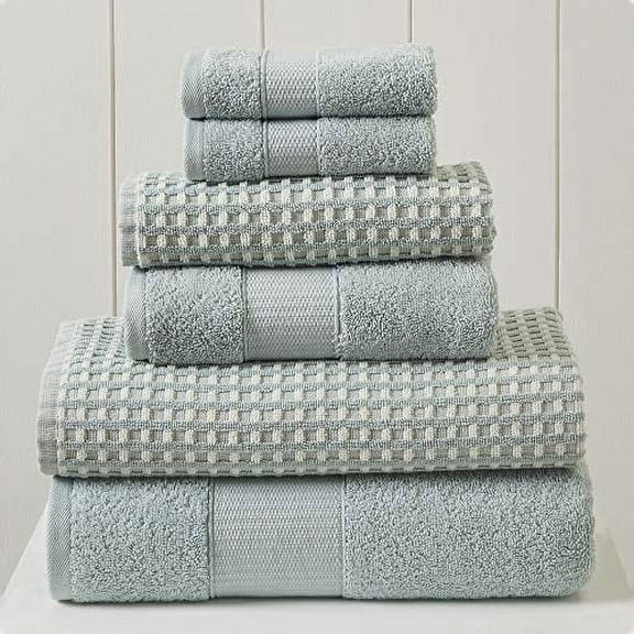 Modern Threads Cobblestone 6-Piece Cotton Adult Bath Towel Set, Blue
