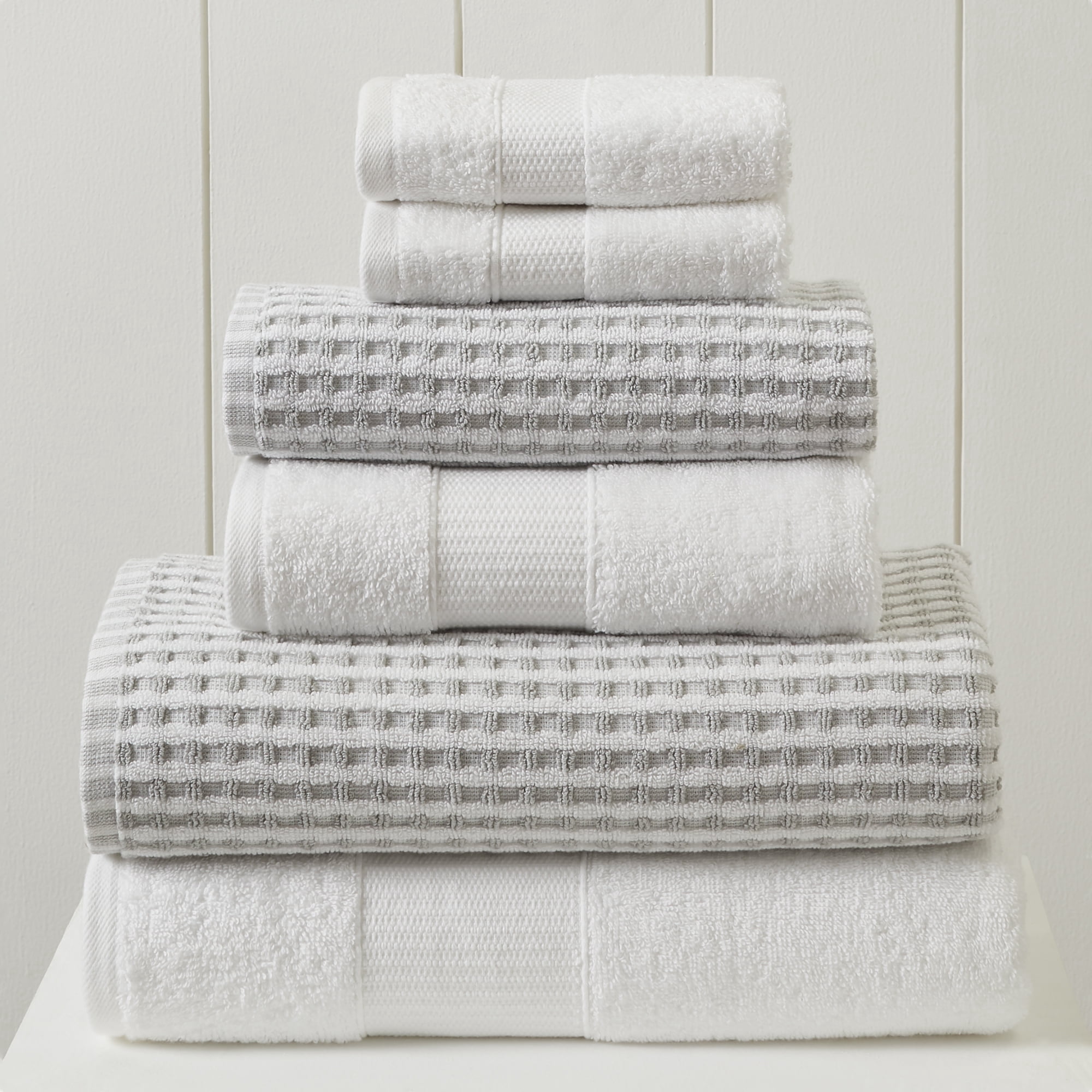 Modern Threads Cobblestone 6-Piece Cotton Adult Bath Towel Set, Silver