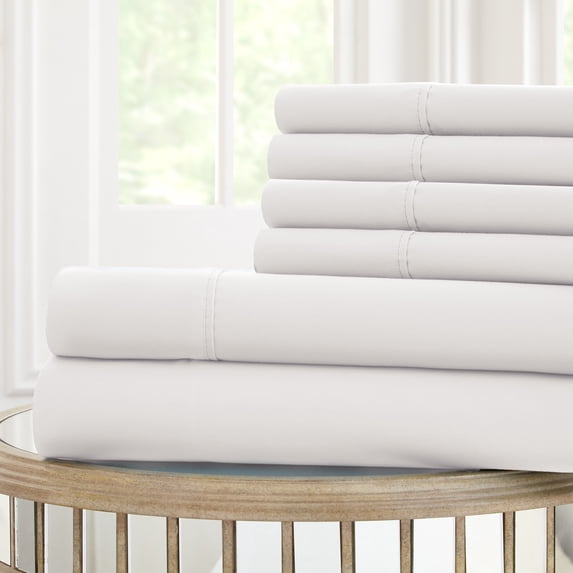 Modern Threads Cool Comfort 6-Piece White 120 GSM Microfiber Adult Sheet Set, Queen