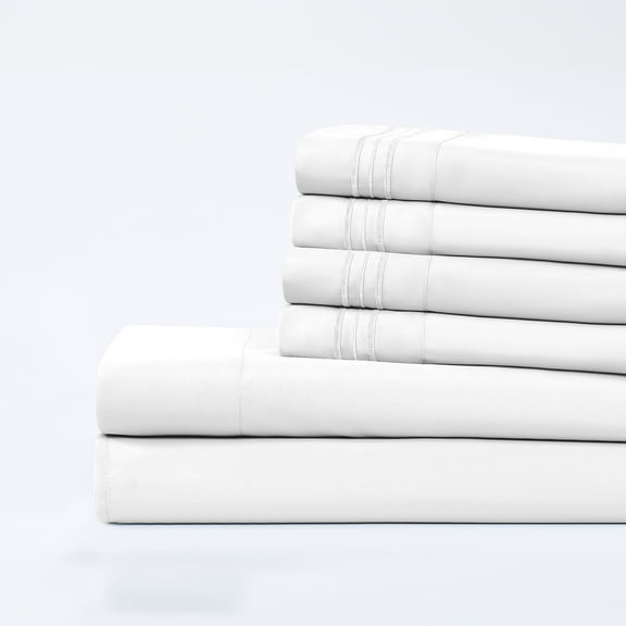 Modern Threads 6-Piece 21" Extra Deep Pocket White Microfiber Sheet Set, King