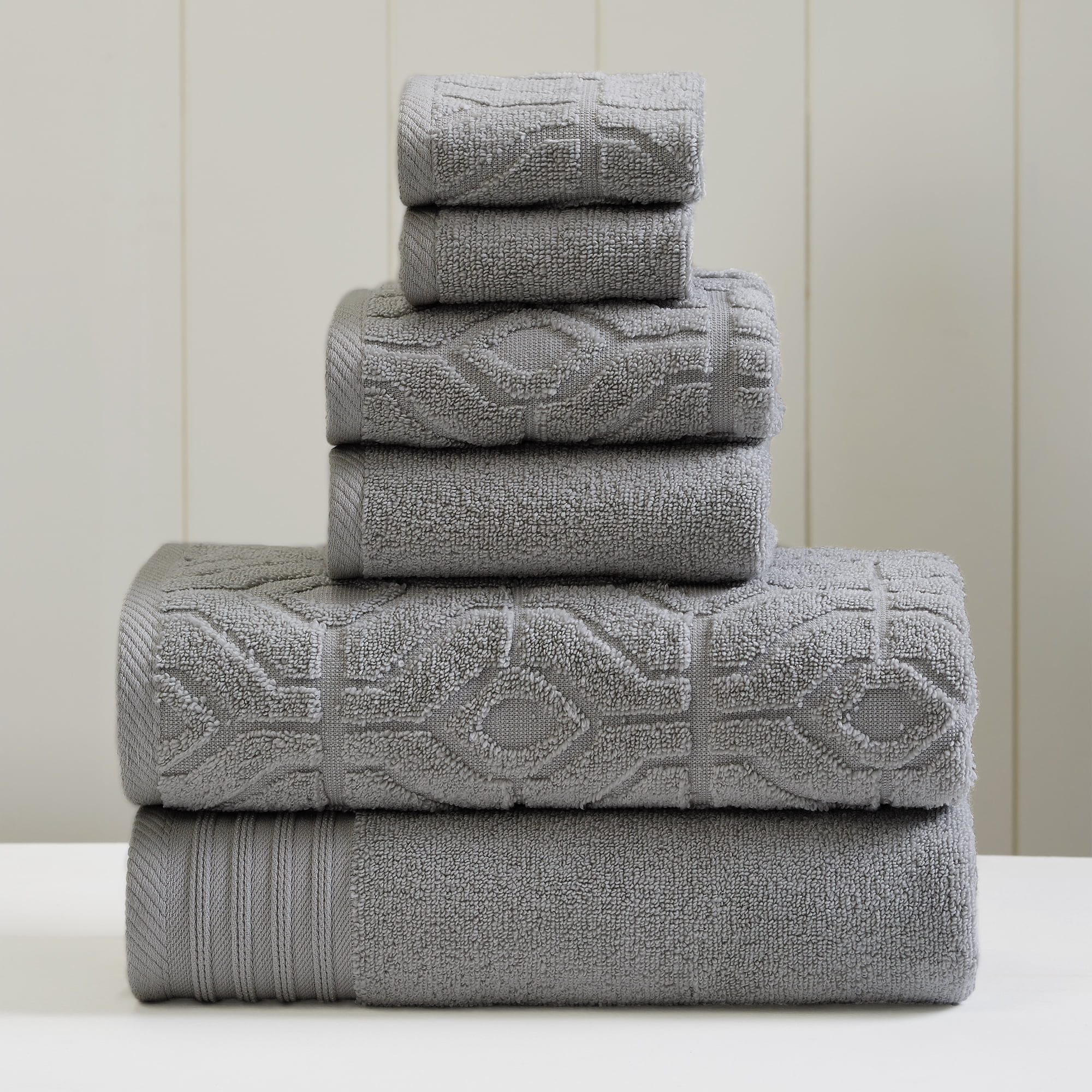 Modern Threads, Diamond Gate Bath Towel Set, 6-Piece, Charcoal ...