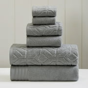 Modern Threads Diamond Gate 6-Piece Adult Cotton Bath Towel Set, Charcoal