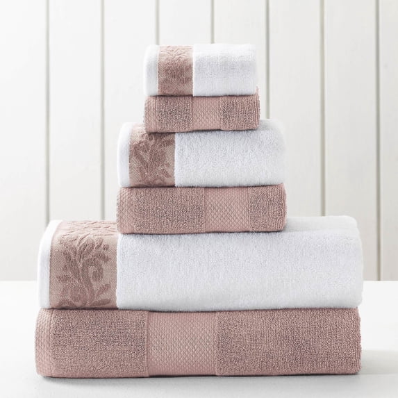 Modern Threads Filigree Jacquard Border Swirls Diamond 6-Piece Towels & Washcloths Count