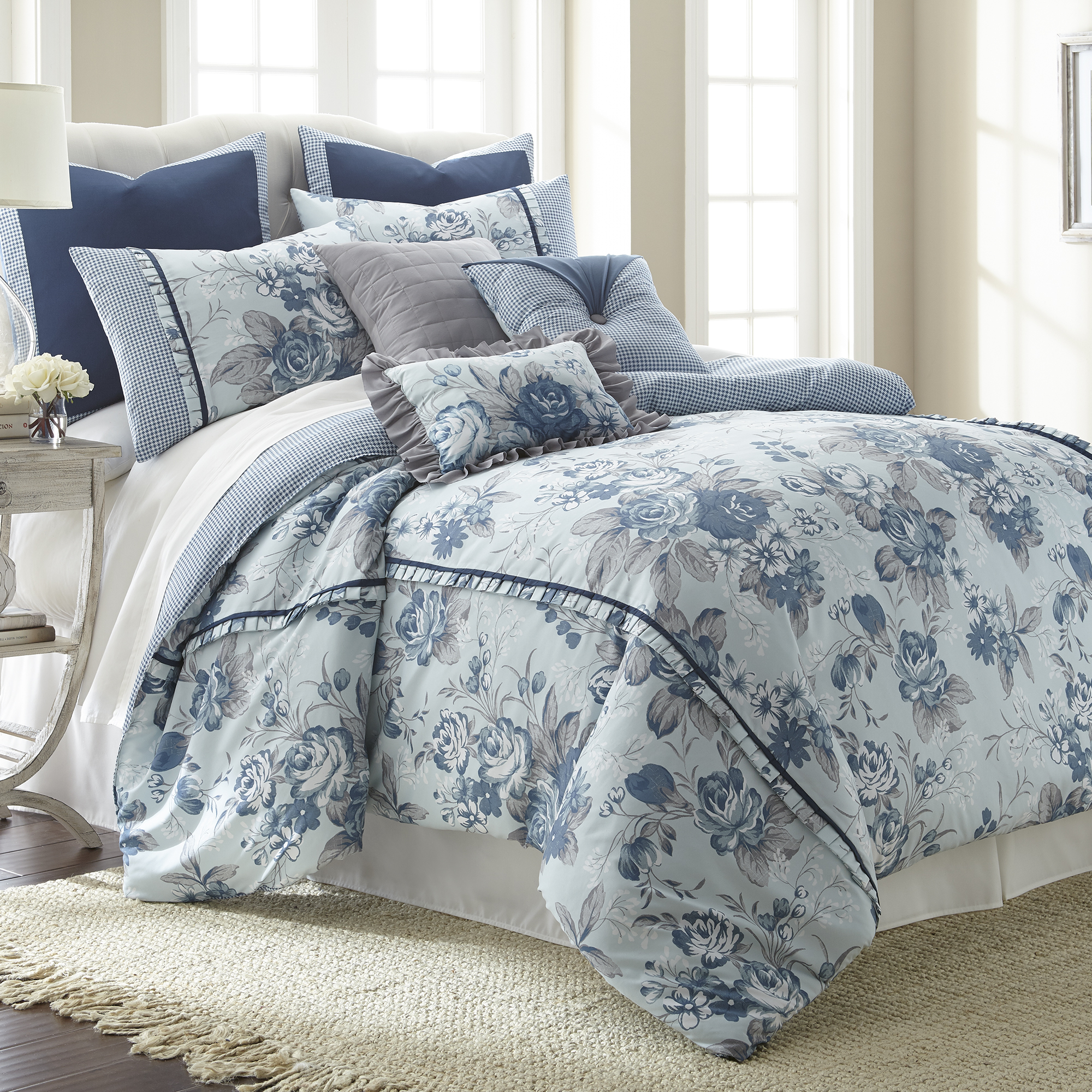 Modern Threads Floral Farmhouse 8-Piece Adult Comforter Set, King - image 1 of 4