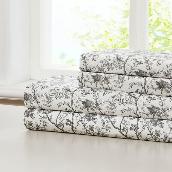 Modern Threads Floral Print Ultra Soft Microfiber Sheet Set, Full