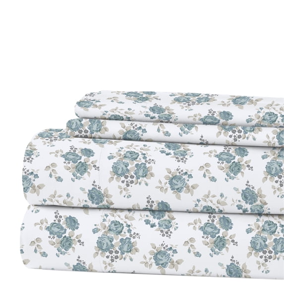 Modern Threads Forever Roses Printed 4-Piece Adult Sheet Set, Full
