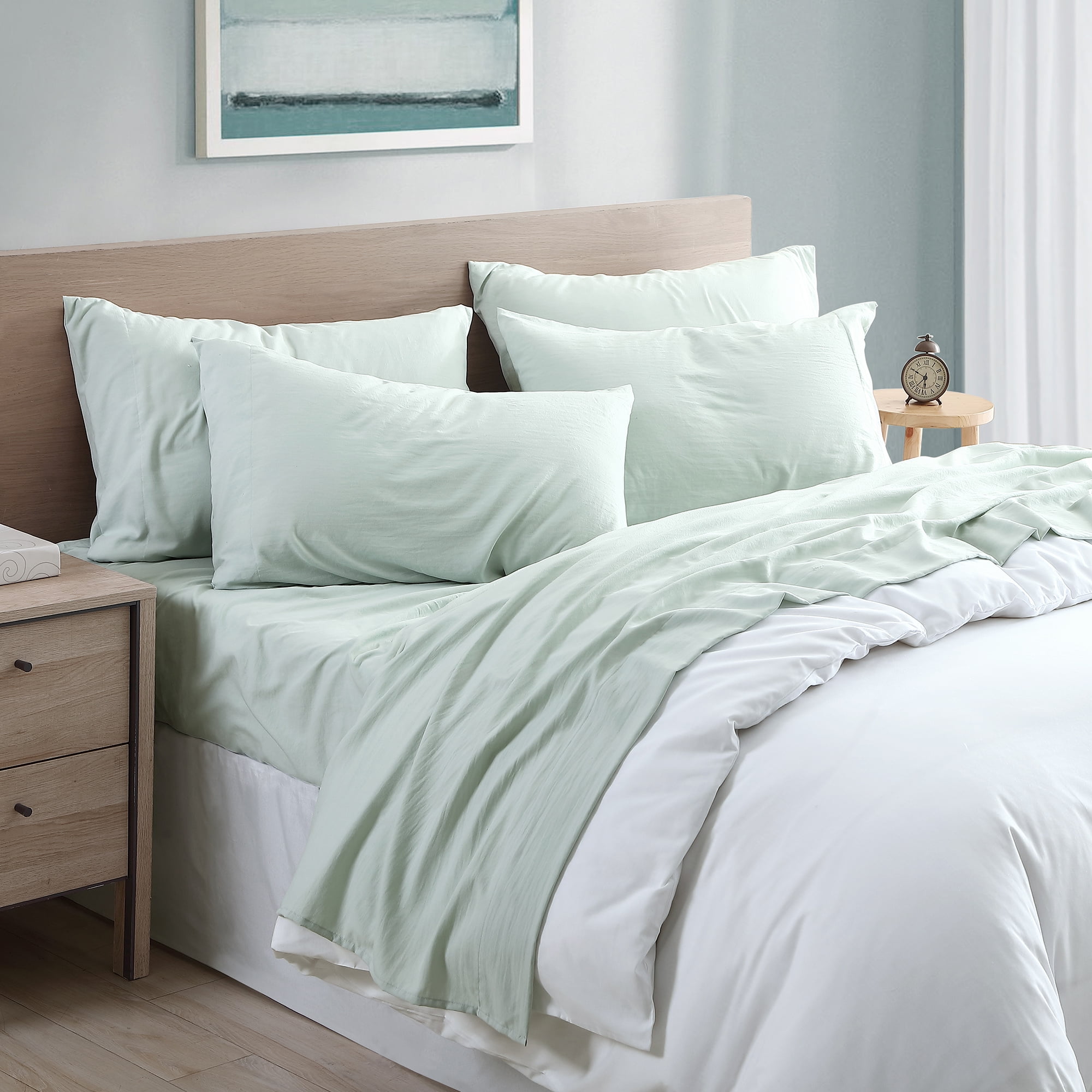 Modern Threads Garment Washed 6 Piece Sheet Set, Sage Green, Full