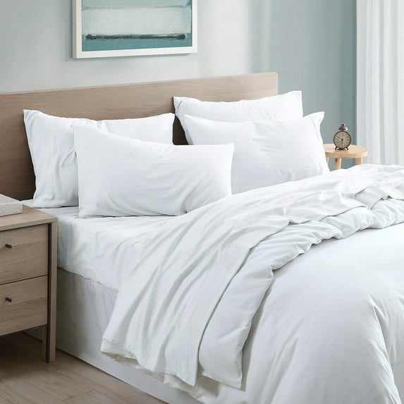 Modern Threads Garment Washed 6 Piece Sheet Set, White, Queen