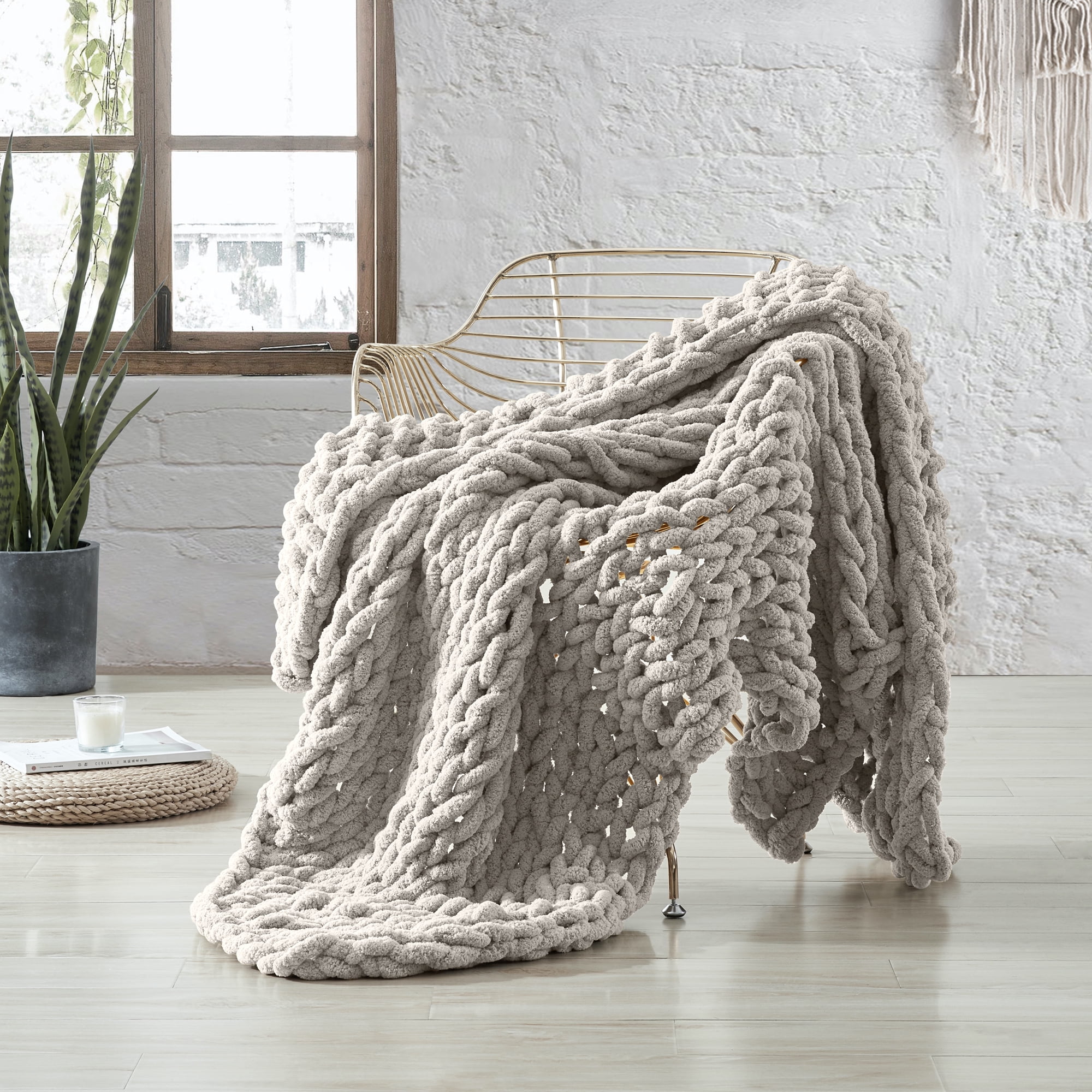 Hand knit chunky throw : r/knitting