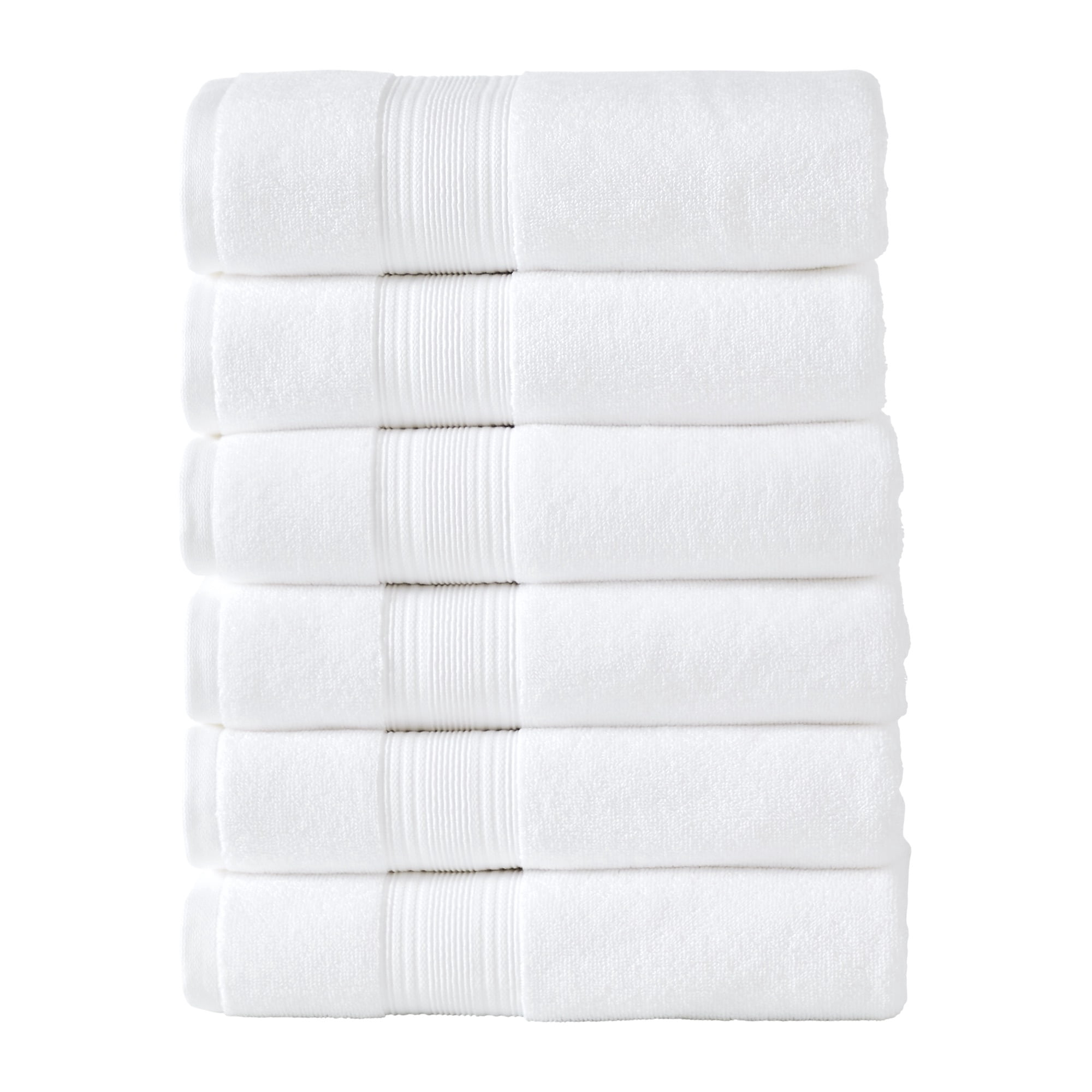 Modern Threads Hotel Collection 6-Pack 100% Ring Spun Cotton, Highly Absorbent Quick Drying Bath Towel Set, White, 24" x 48"