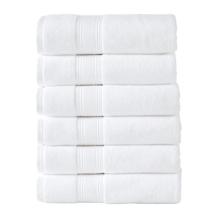 Modern Threads Hotel Collection 6-Pack 100% Ring Spun Cotton, Highly Absorbent Quick Drying Bath Towel Set, White, 24" x 48"