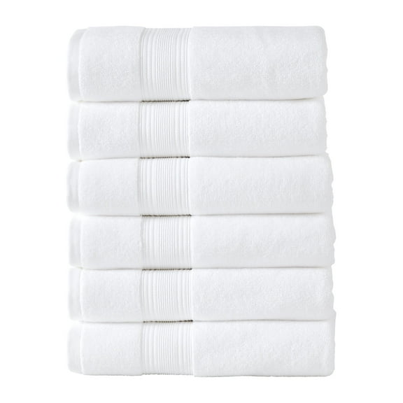 Modern Threads Hotel Collection 6-Pack 100% Ring Spun Cotton, Highly Absorbent Quick Drying Bath Towel Set, White, 24" x 48"
