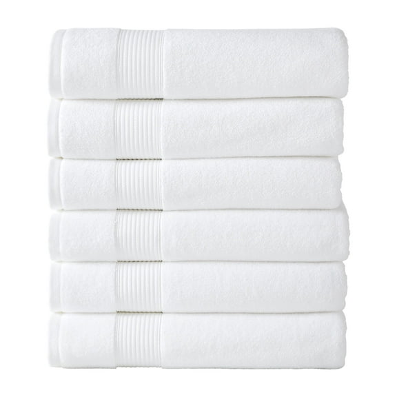 Modern Threads Hotel Collection 6-Pack 100% Ring Spun Cotton, Highly Absorbent Quick Drying Bath Towel Set, White, 30" x 60"