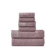 thumbnail image 1 of Modern Threads Damask Jacquard 6-Piece Cotton Bath Towel Set with Embellished Borders, Dusty Plum, 1 of 4