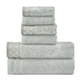 thumbnail image 1 of Modern Threads Damask Jacquard 6-Piece Cotton Bath Towel Set with Embellished Borders, Light Blue, 1 of 4