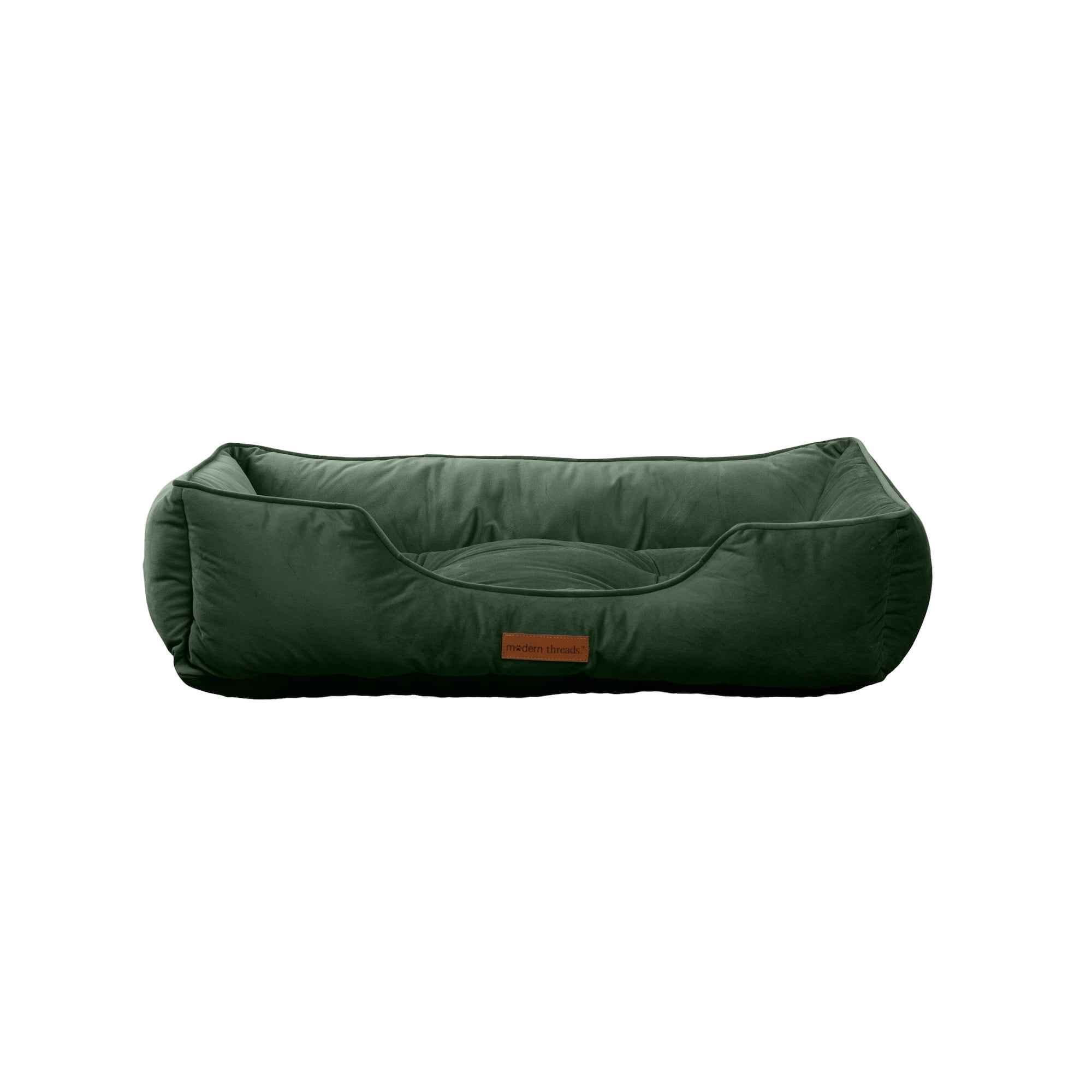 Large Forest Green Velvet Rectangular Dog Bed