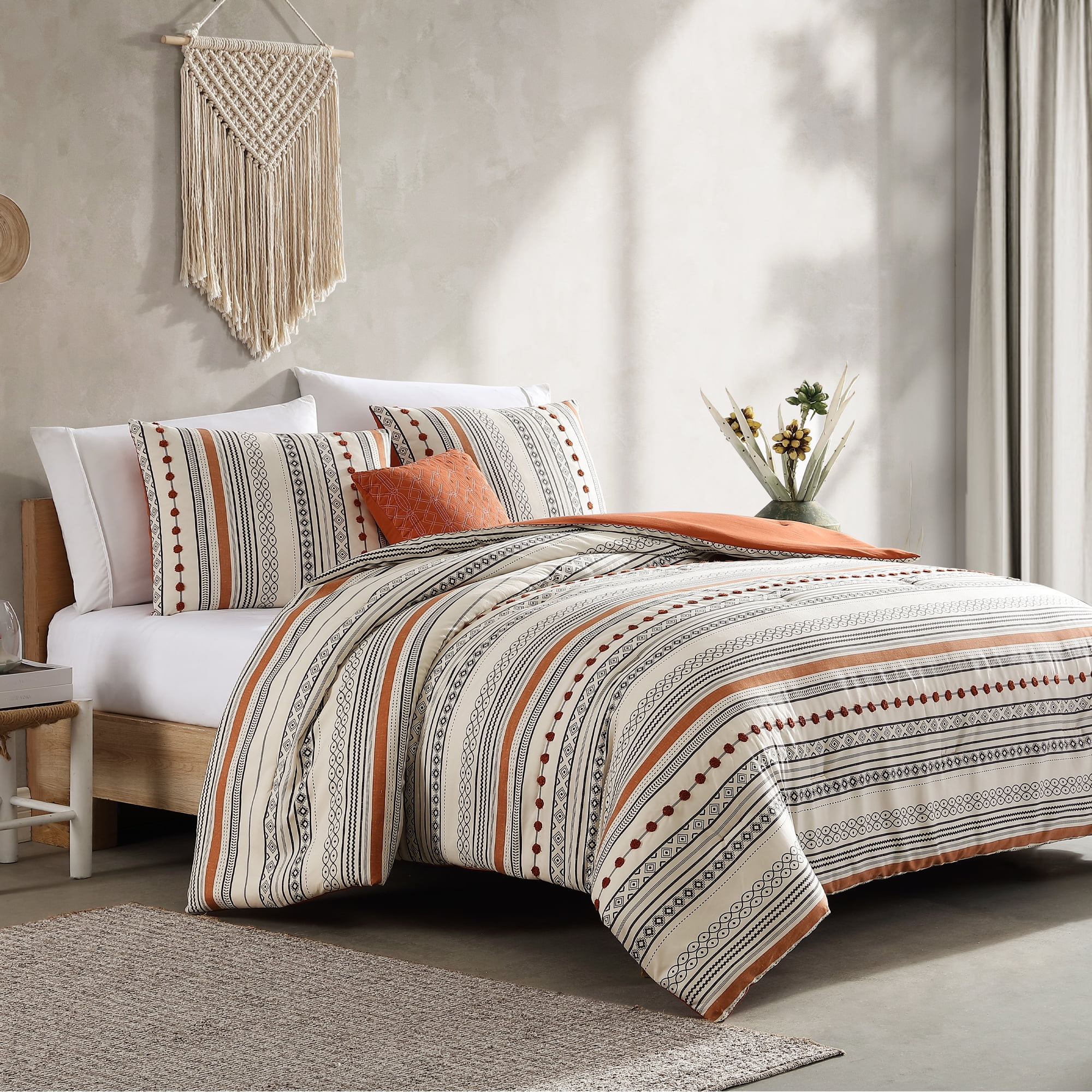 Layne King Reversible Microfiber Comforter Set with Decorative Pillows