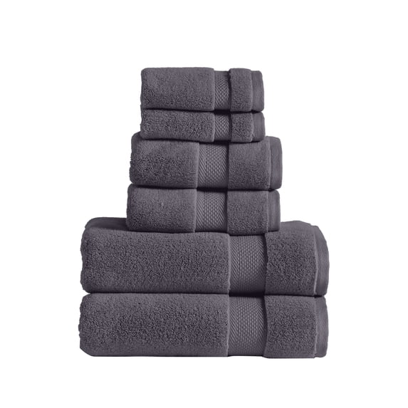 Modern Threads Luxury Cotton 6-Piece Quick Dry Towel Set, Gray