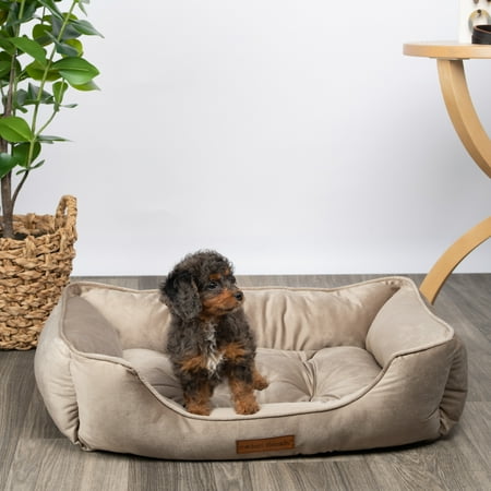 Modern Threads Luxury Tufted Velvet Pet Cuddler, Beige