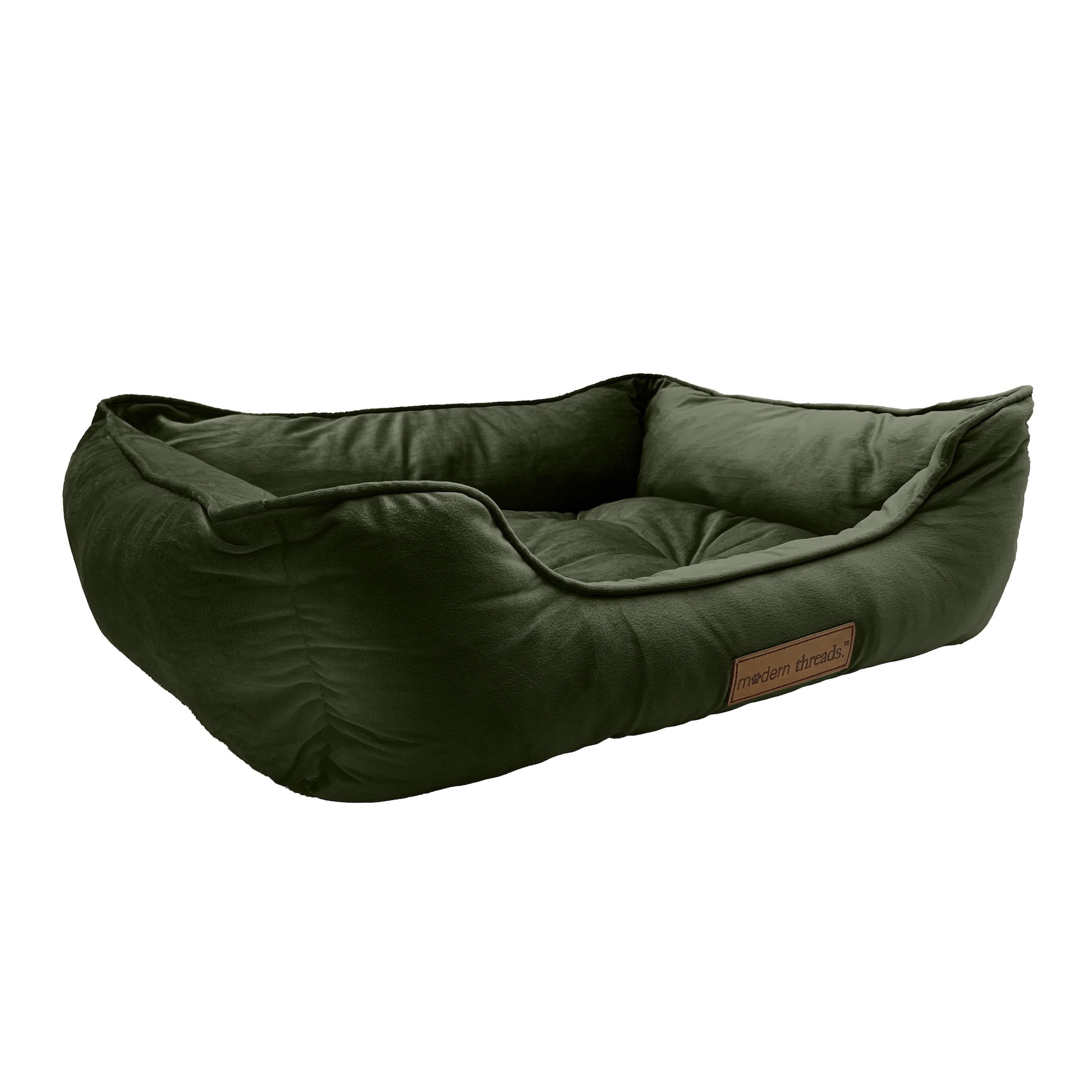 Modern Threads Medium Luxury Velvet Tufted-Style Dog Bed, Forest Green