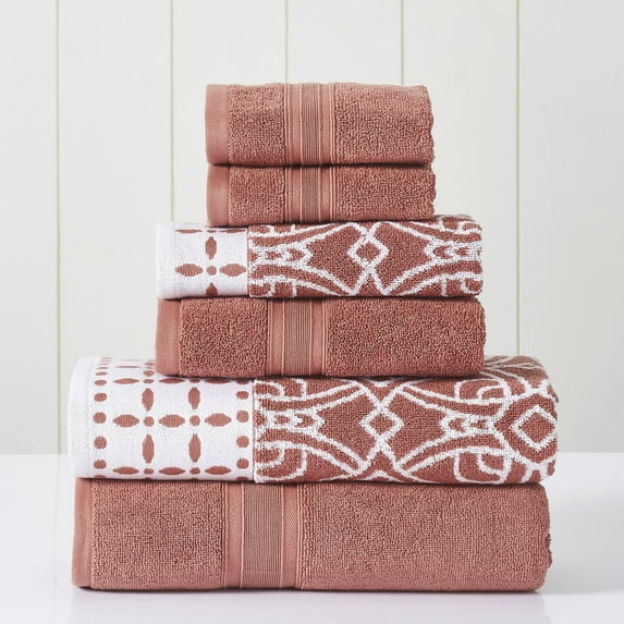 Modern Threads Monroe 6-Piece Cotton Bath Towel Set, Clay