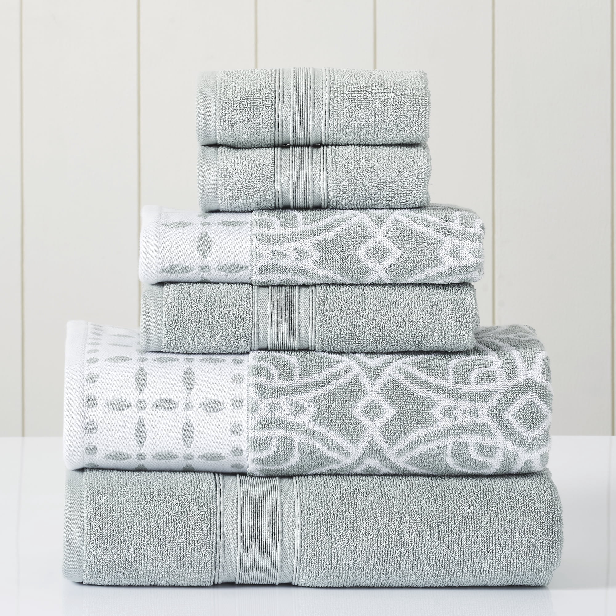 Modern Threads Monroe 6-Piece Cotton Bath Towel Set, Dark Sage