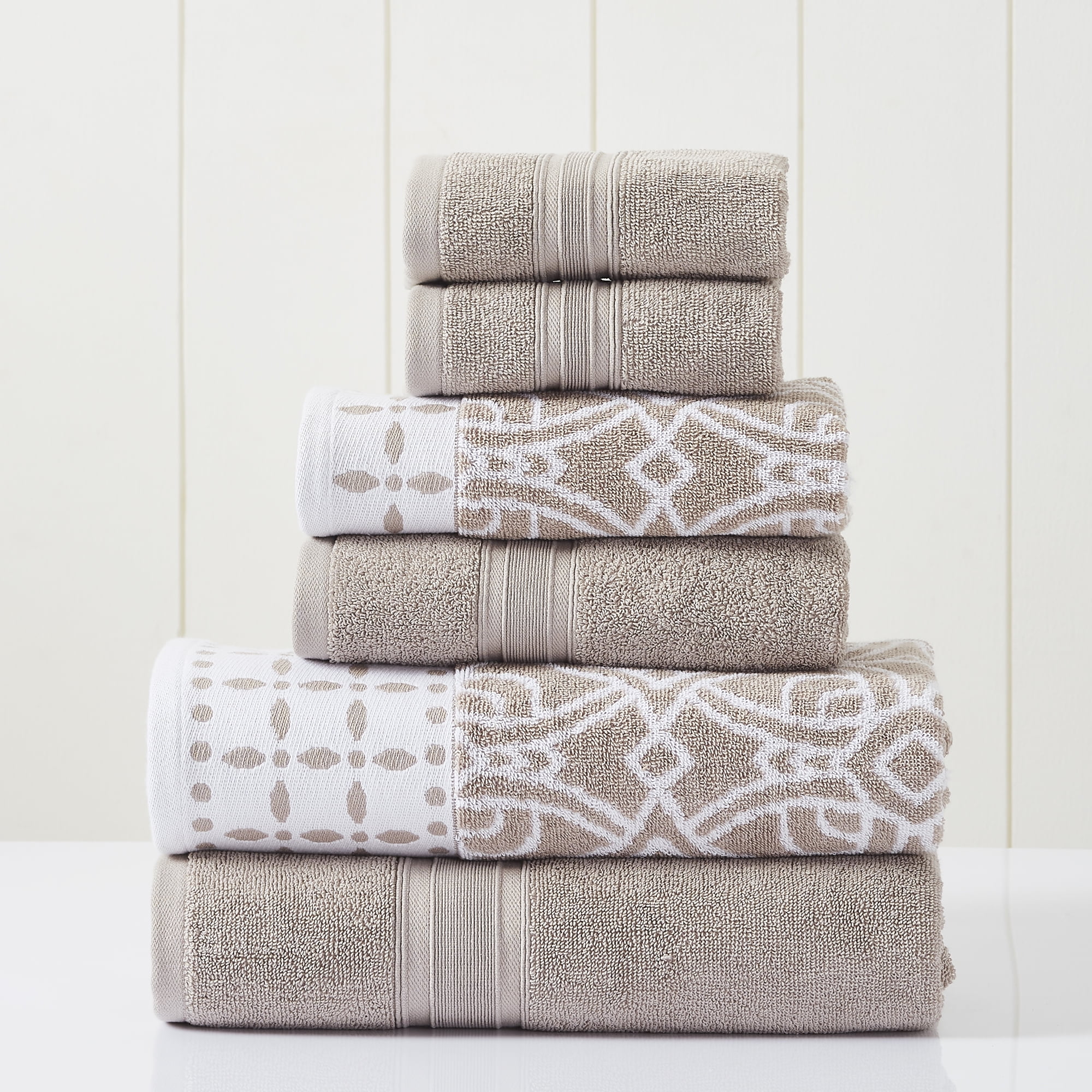Modern Threads Monroe 6-Piece Cotton Bath Towel Set, Fawn - Walmart.com