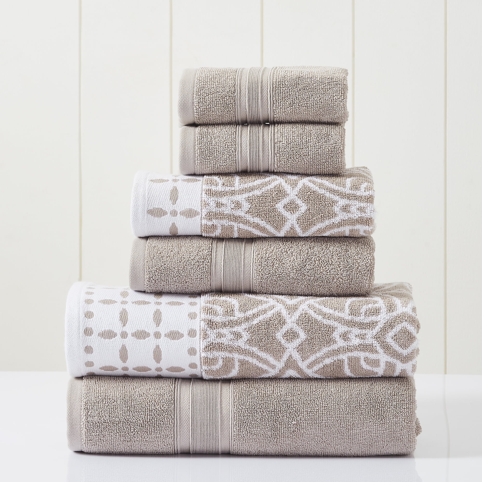 Modern Threads Monroe 6-Piece Cotton Bath Towel Set, Fawn