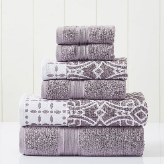 Modern Threads Monroe 6-Piece Cotton Bath Towel Set, Orchid