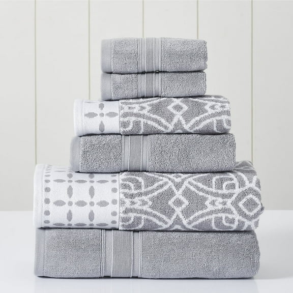 Modern Threads Monroe 6-Piece Cotton Bath Towel Set, Stone