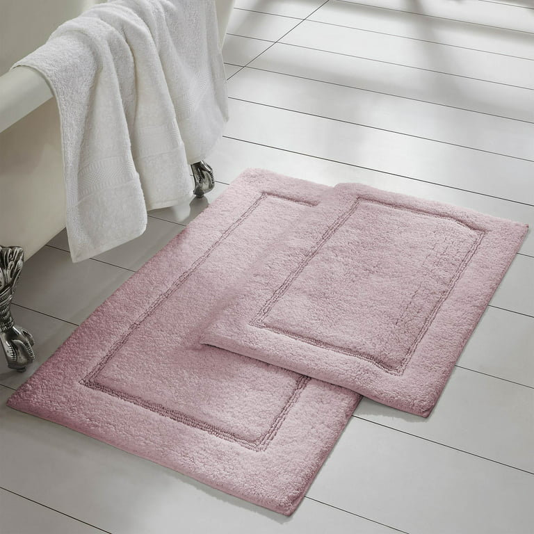 Non Slip Bath Mat Set Of 2, 100% Cotton Checkered Bathroom Rugs -  LoftyStyles