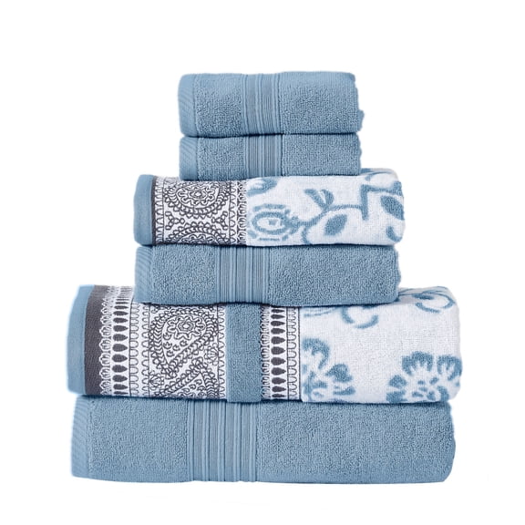 Modern Threads Ophelia 6-Piece Cotton Adult Bath Towel Set, Blue