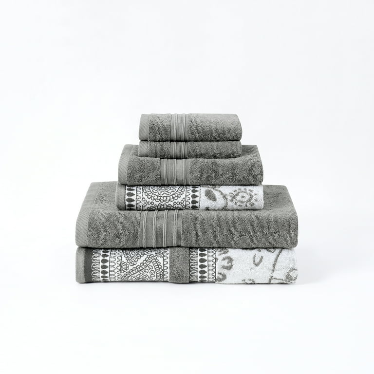 Modern Threads Ophelia 6-Piece Cotton Bath Towel Set, Stone