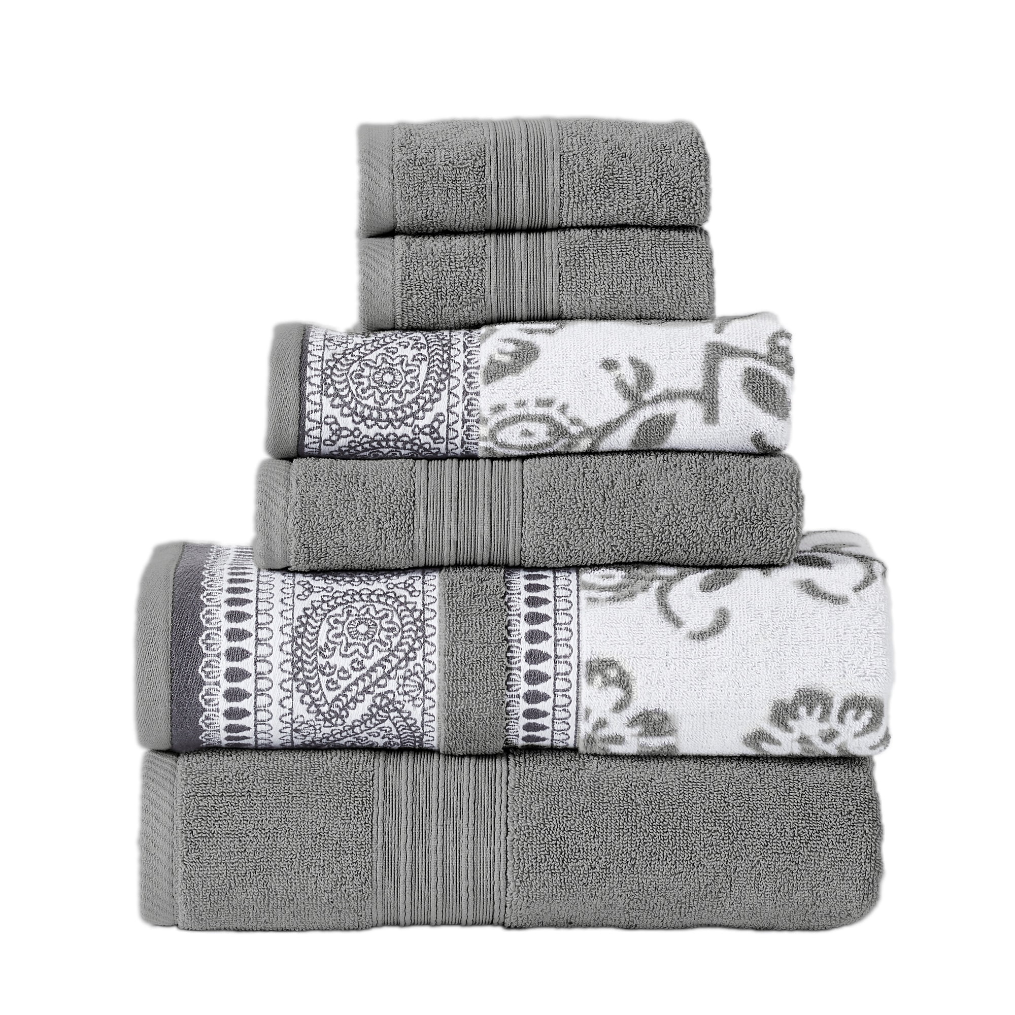Modern Threads Ophelia 6-Piece Cotton Bath Towel Set, Stone