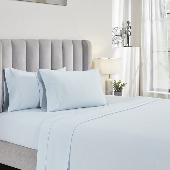 Modern Threads Organic 100% Cotton Sheet Set, Light Blue, Twin