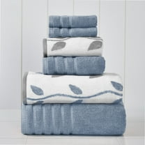 Modern Threads 6 Piece Yard Dyed Towel Set, Organic Vines, Blue