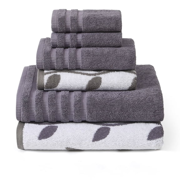 Modern Threads Organic Vines 6-Piece Cotton Adult Bath Towel Set, Lavendar
