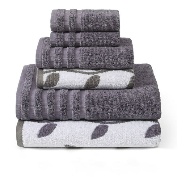 Modern Threads Organic Vines 6-Piece Cotton Adult Bath Towel Set, Lavendar