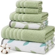 Modern Threads Organic Vines 6-Piece Cotton Adult Bath Towel Set, Sage