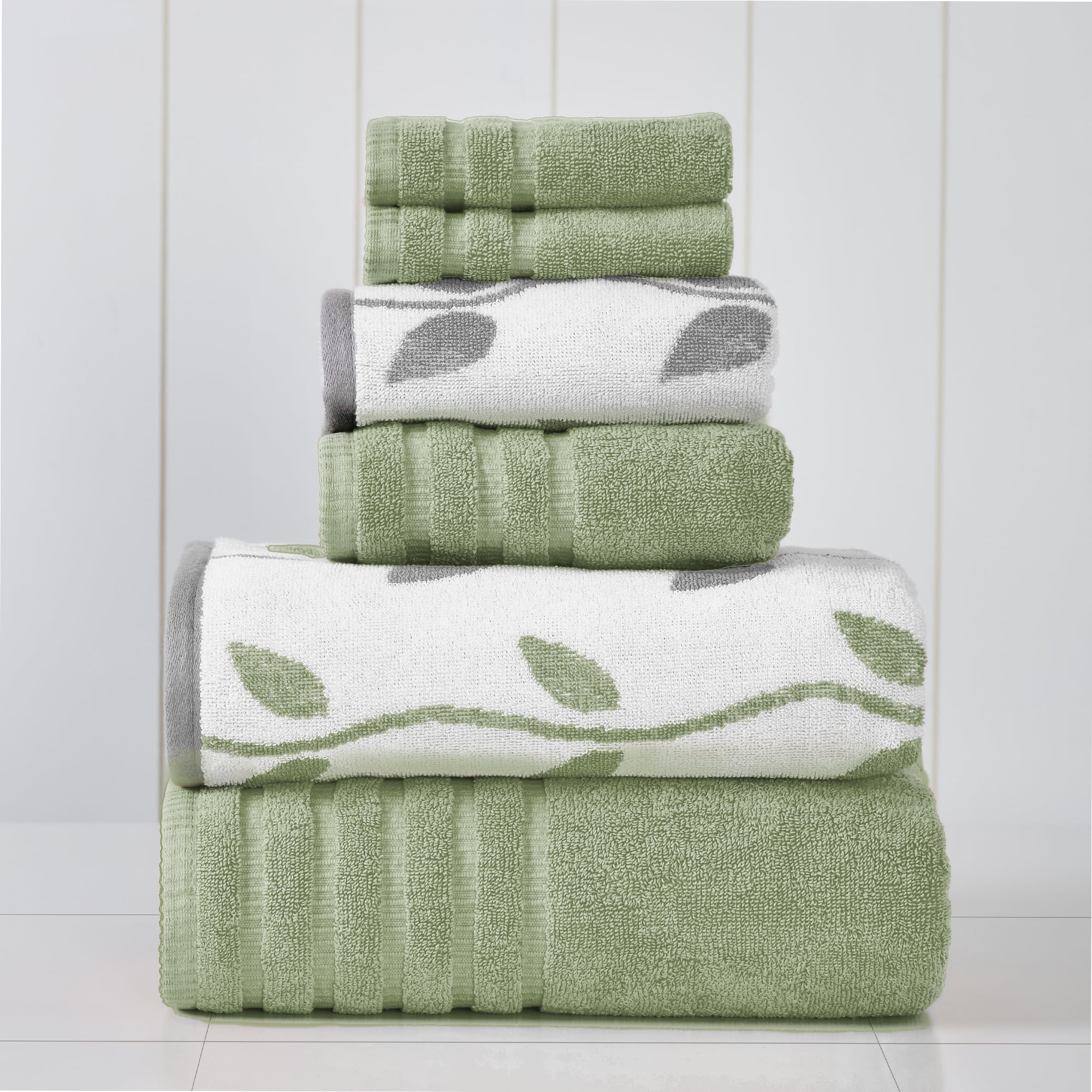 3-Piece Organic Cotton Kitchen Towel Set, Green