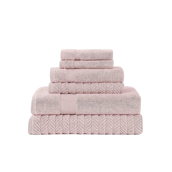 Modern Threads Otis Jacquard 6-Piece Cotton Towel Set, Blush
