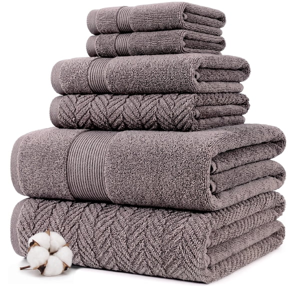 Modern Threads Otis Chevron Jacquard 6-Piece Cotton Towel Set, Taupe