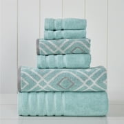 Modern Threads Oxford 6-Piece Yarn Dyed Adult Cotton Bath Towel Set, Aqua
