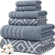 Modern Threads Oxford 6-Piece Yarn Dyed Adult Cotton Bath Towel Set, Blue