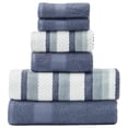 thumbnail image 1 of Modern Threads Pax Jacquard 6-Piece Adult Cotton Bath Towel Set, Denim, 1 of 6