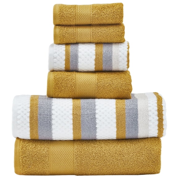 Modern Threads Pax Jacquard 6-Piece Adult Cotton Bath Towel Set, Gold