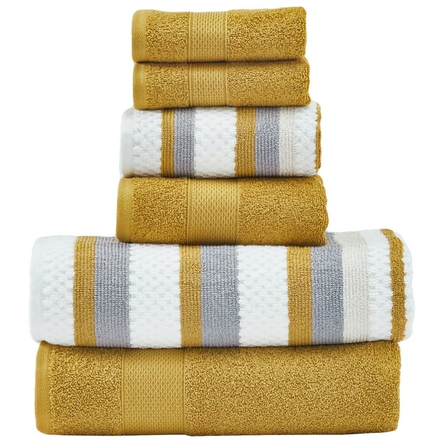 Modern Threads Pax Jacquard 6Piece Adult Cotton Bath Towel Set, Gold