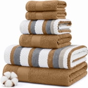 Modern Threads Pax Jacquard 6-Piece Adult Cotton Bath Towel Set, Gold