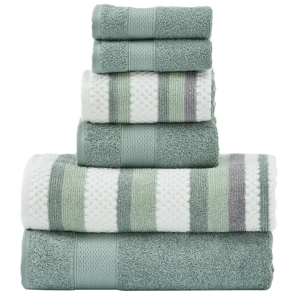 Modern Threads Pax Jacquard 6-Piece Adult Cotton Bath Towel Set, Ivy