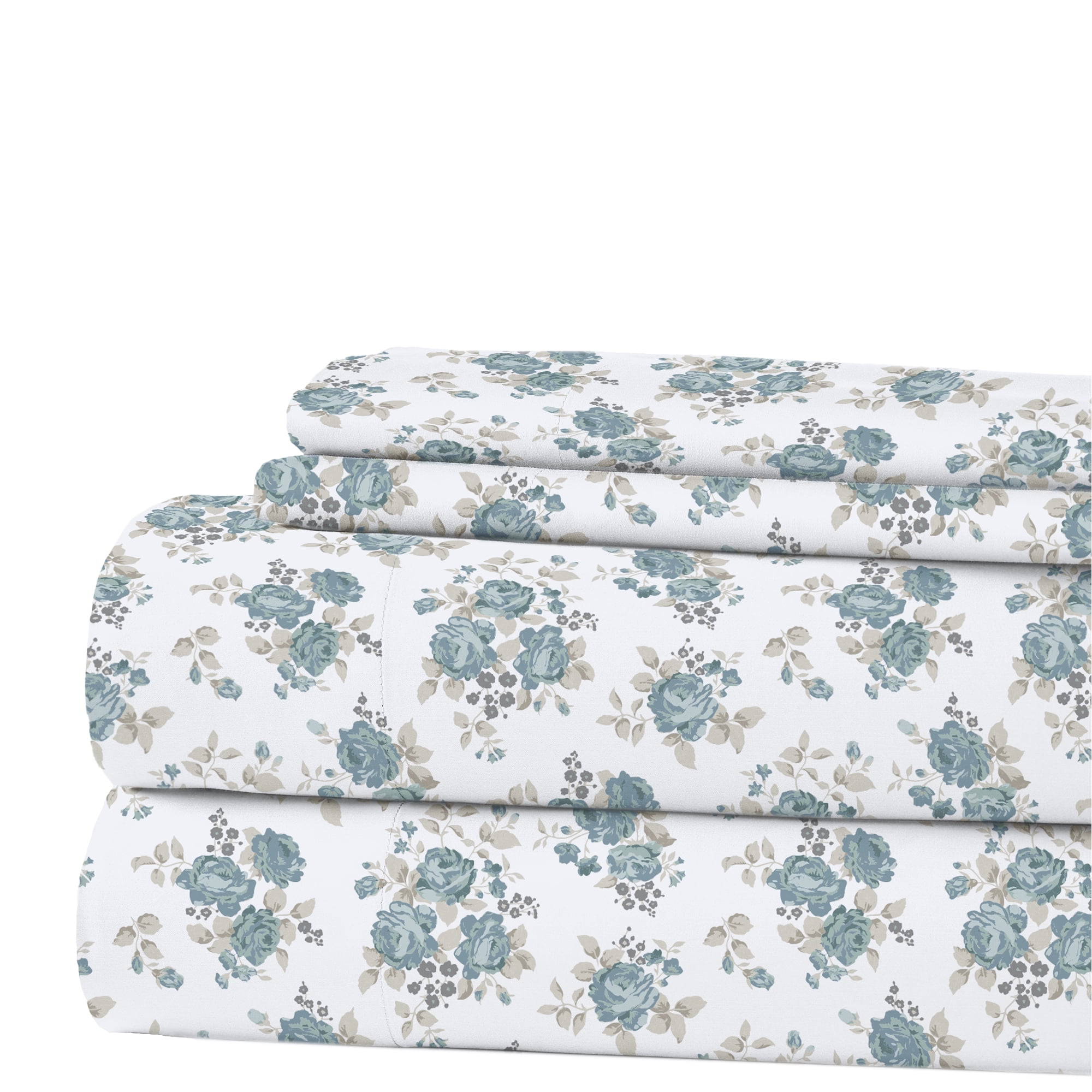 Forever Roses Queen Microfiber Polyester 4-Piece Sheet Set
